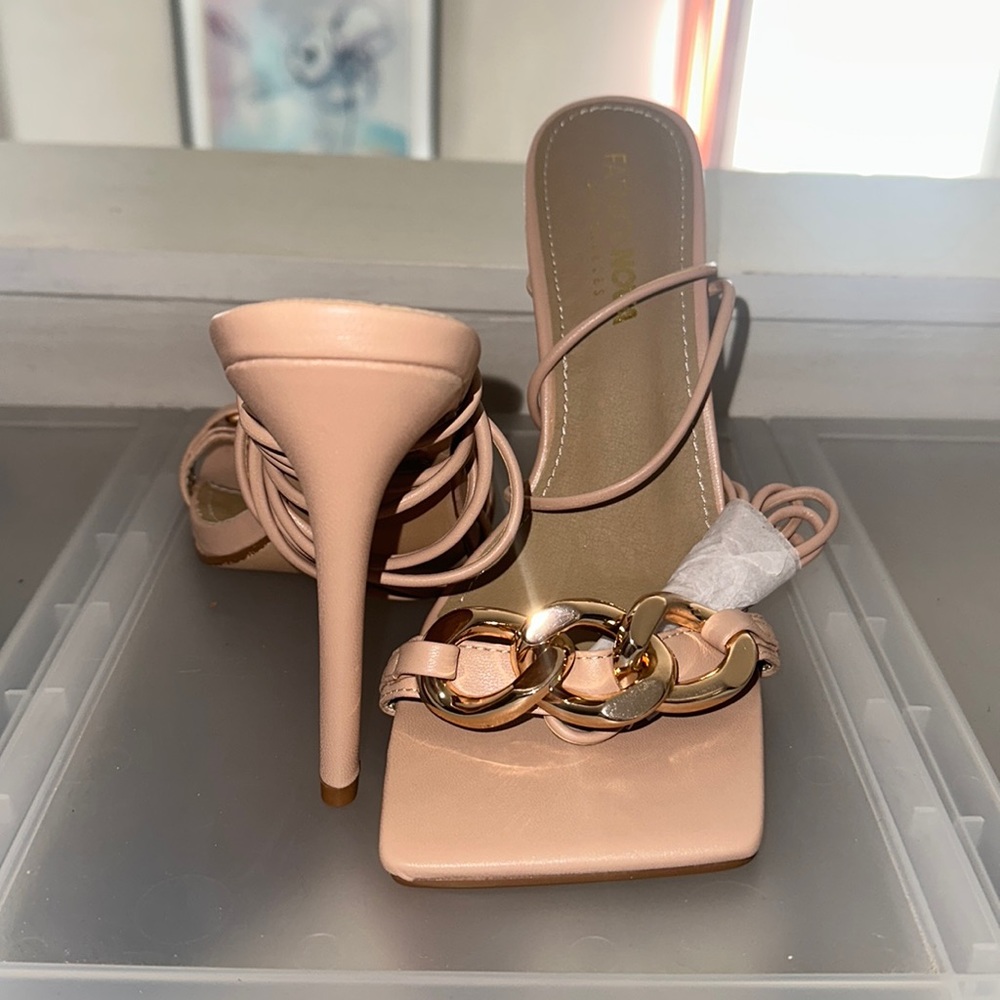 Nude Square toe Heels
